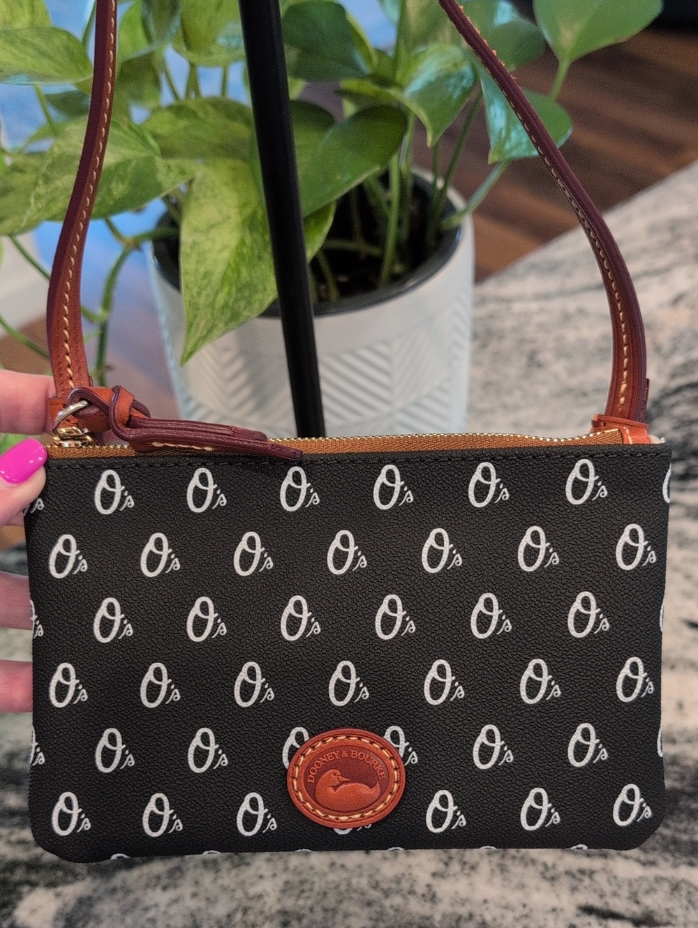 Dooney & Bourke Black With White Orioles O's Logo Crossbody Bag